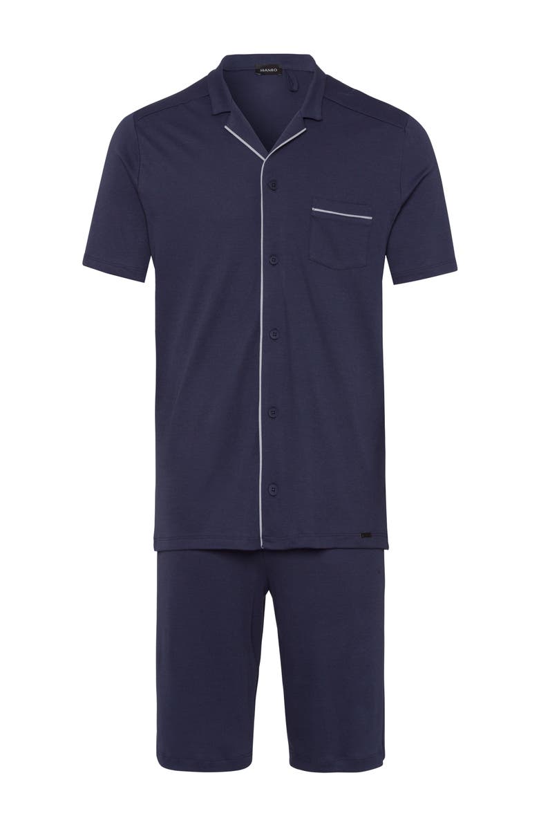 Hanro Night and Day Button Front Cotton Pajama Set, Main, color, Black Iris