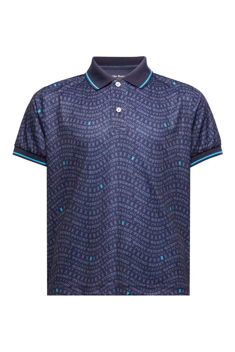Kids' Winston Logo Print Piqué Polo, Main, color, EVENING BLUE