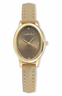 Ettika Oval Leather Strap Watch