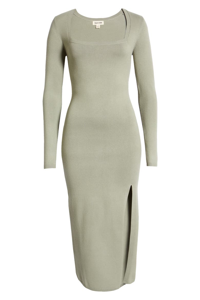 High Slit Midi Sweater Dress, Alternate, color, GREEN HALO