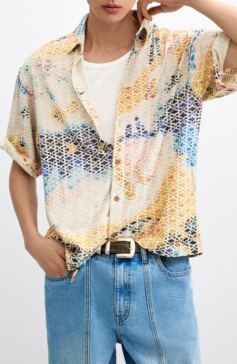 Embroidered Short Sleeve Camp Shirt