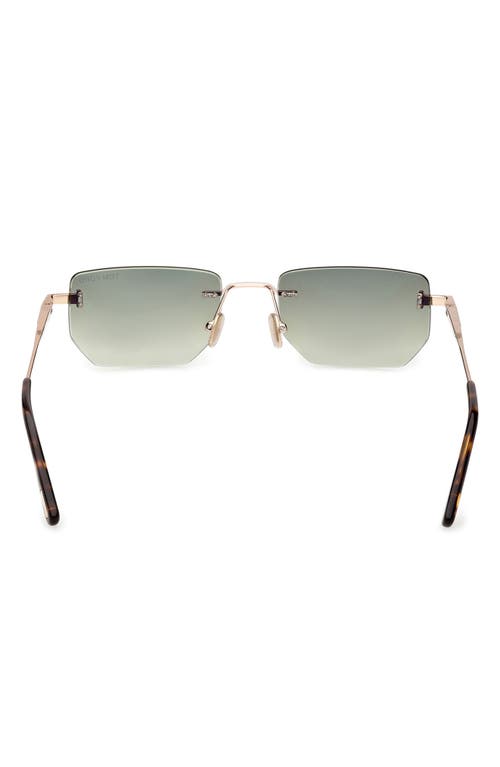 Tom Ford Rimless Rectangle-frame Sunglasses In Green