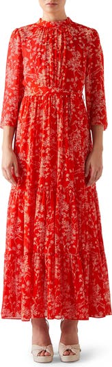 LK Bennett Olivia Floral Tiered Silk Maxi Dress | Nordstrom