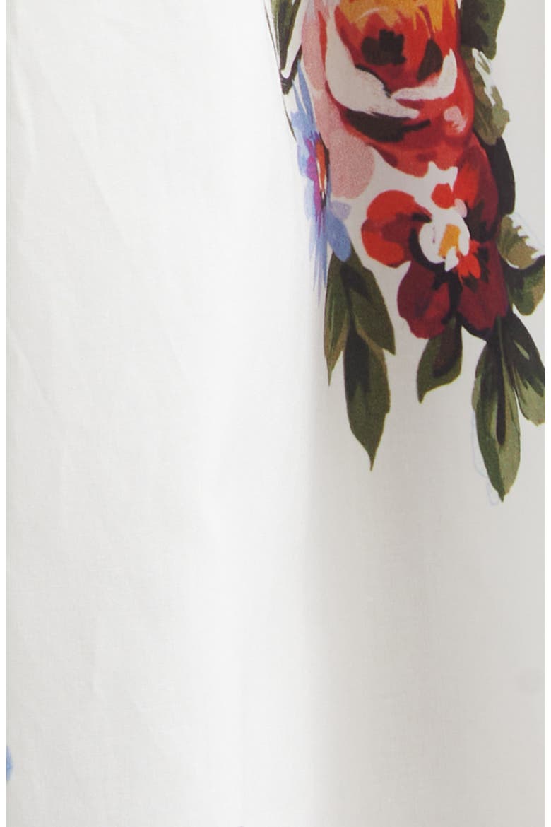 Floral Bouquet Print Pleated Poplin Fit & Flare Dress, Alternate, color, MAZZ.FIORI F.BIANCO