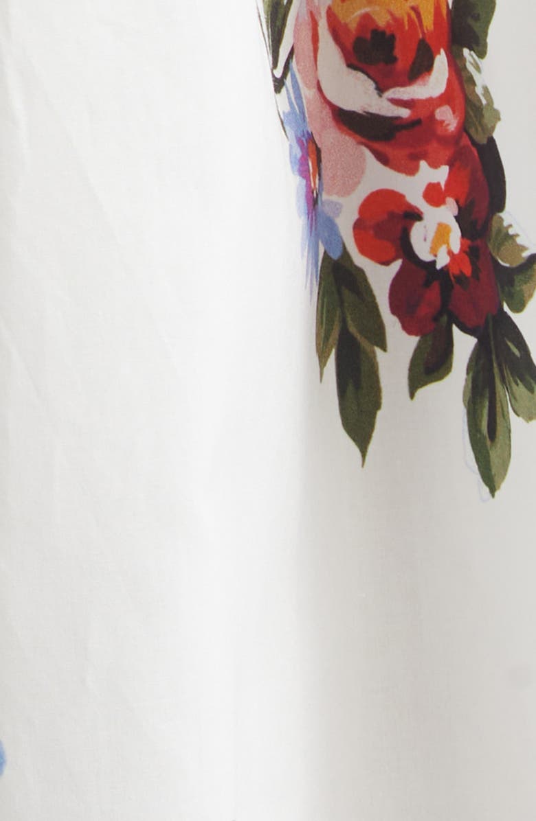 Dolce&Gabbana Floral Bouquet Print Pleated Poplin Fit & Flare Dress, Alternate, color, Mazz.fiori F.bianco