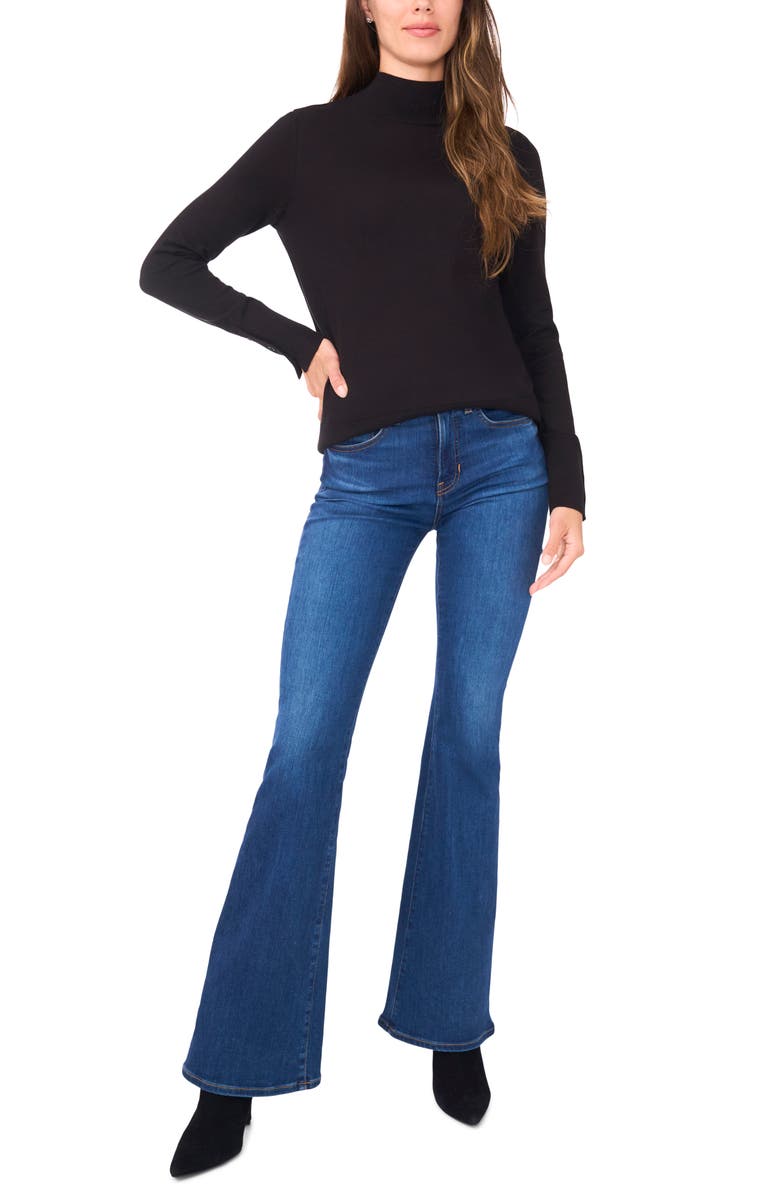 Halogen<sup>®</sup> Button Cuff Turtleneck Sweater, Alternate, color, Rich Black