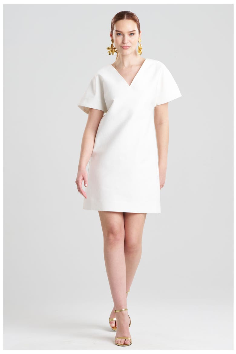 Canvas Short Sleeve Sheath Dress, Main, color, WHITE