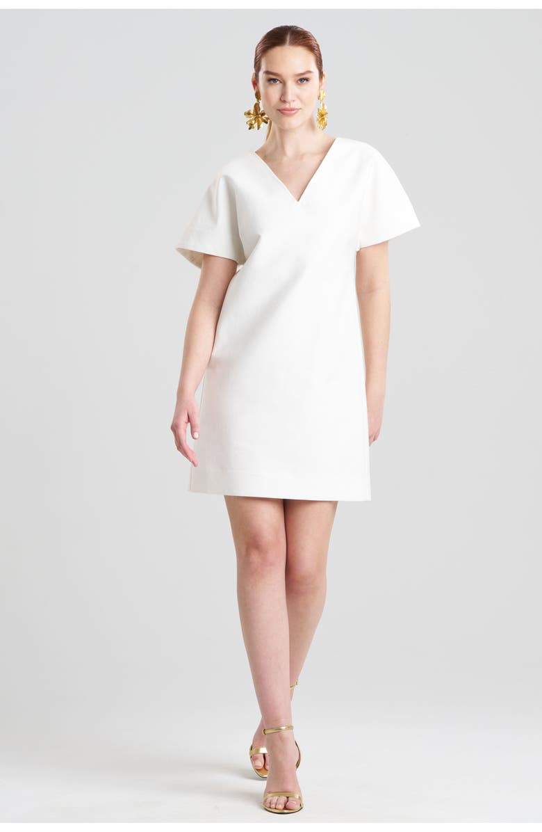 Natori Canvas Short Sleeve Sheath Dress, Main, color, White