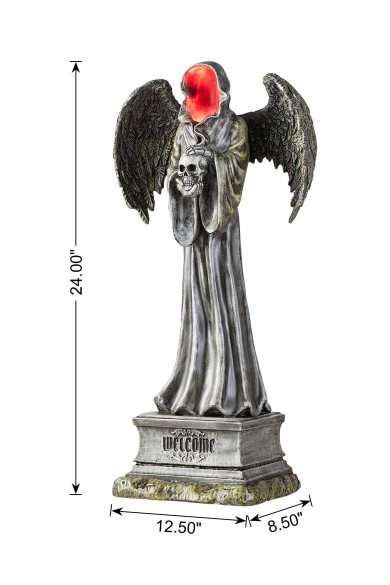 24"H Lighted Halloween Grim Reaper Resin Porch Decor with Timer, Alternate, color, Black