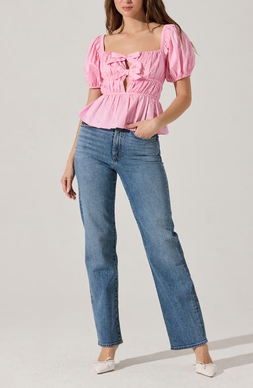 Astr The Label Smocked Peplum Shirt In Pink