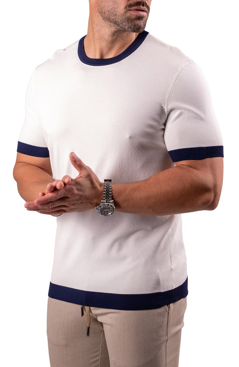 Maceoo Short Sleeve Sweater, Alternate, color, White