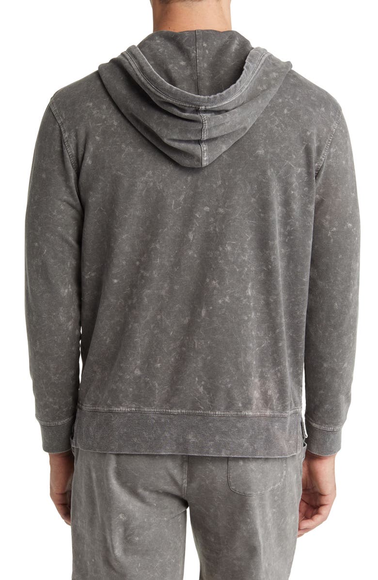 Stone Rose Acid Wash Fleece Zip Hoodie, Alternate, color, Grey