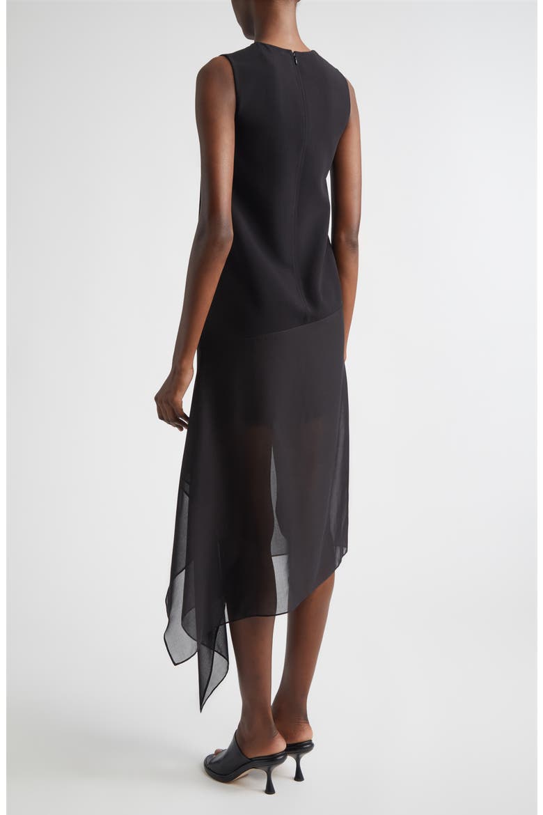 Veiled Virgin Wool Stretch Crepe & Silk Voile Dress, Alternate, color, BLACK