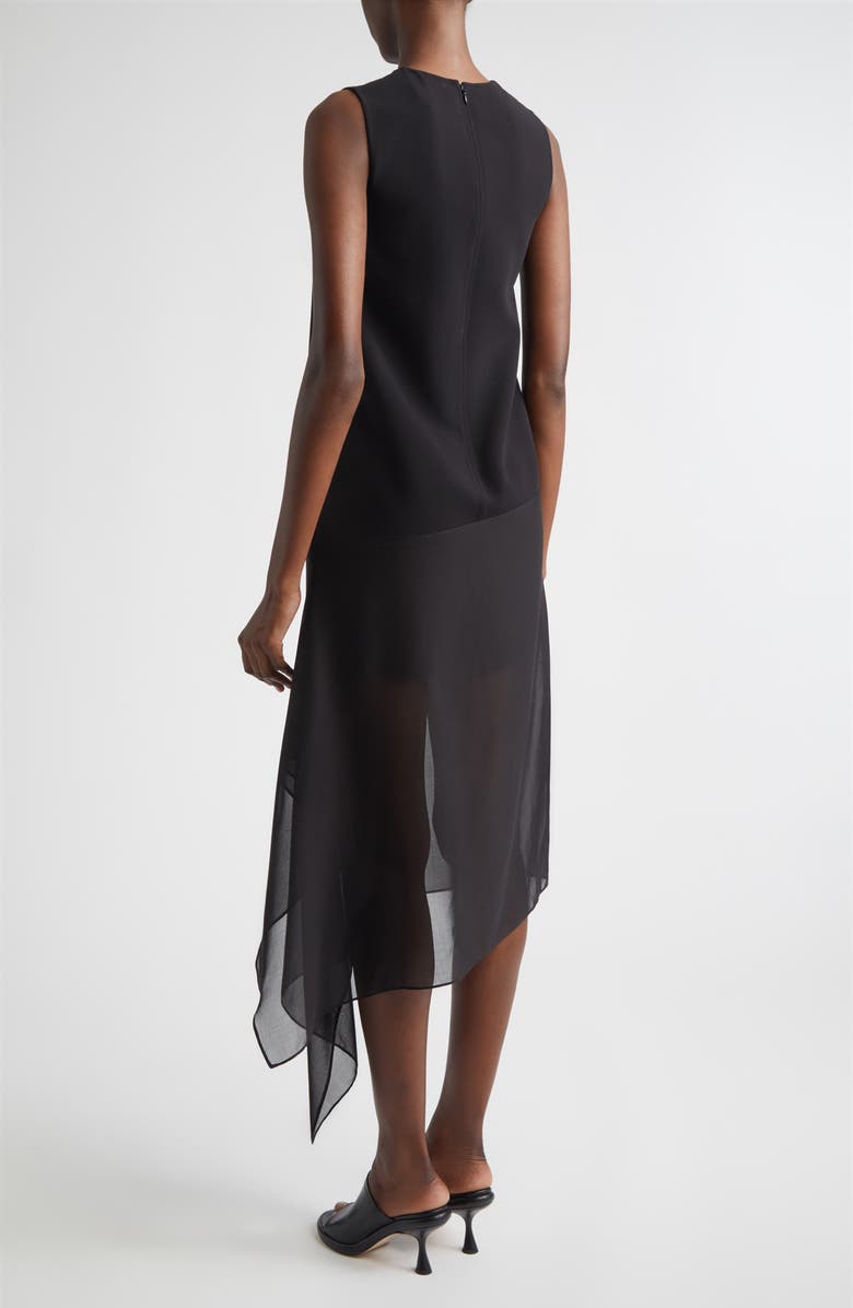 Michael Kors Collection Veiled Virgin Wool Stretch Crepe & Silk Voile Dress, Alternate, color, Black