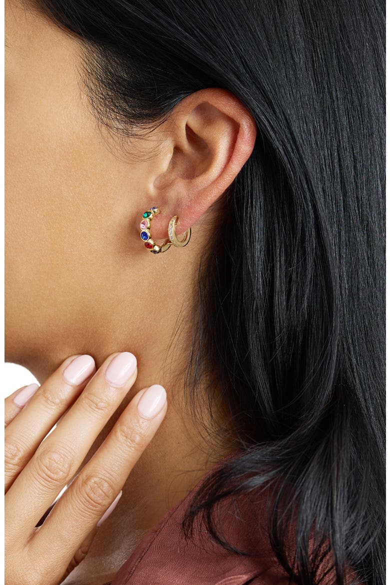 Modern Muse Multicolor Hoop Earrings, Alternate, color, GOLD