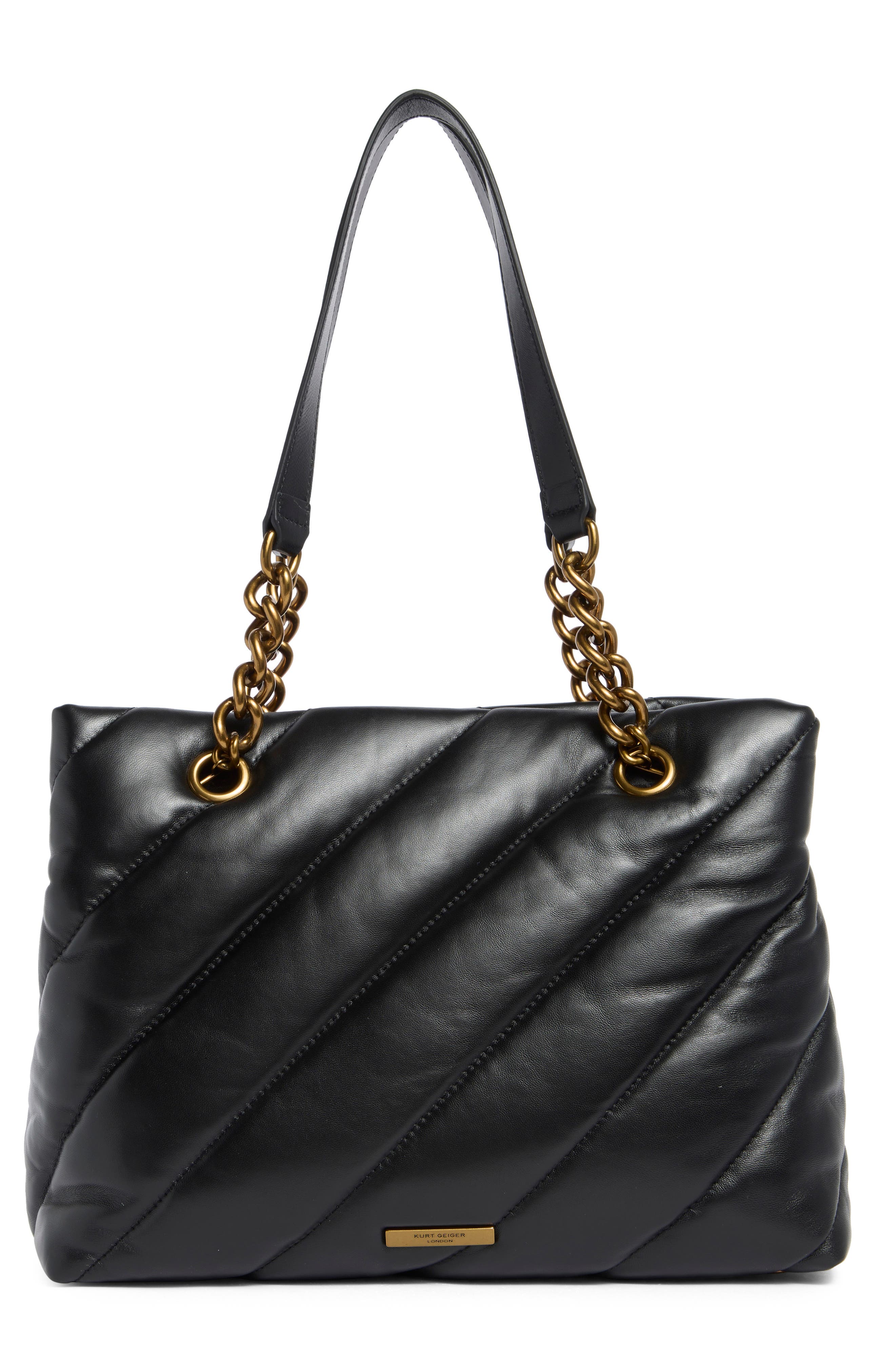Kurt Geiger London Soho Quilted Leather Shopper, Alternate, color, Black