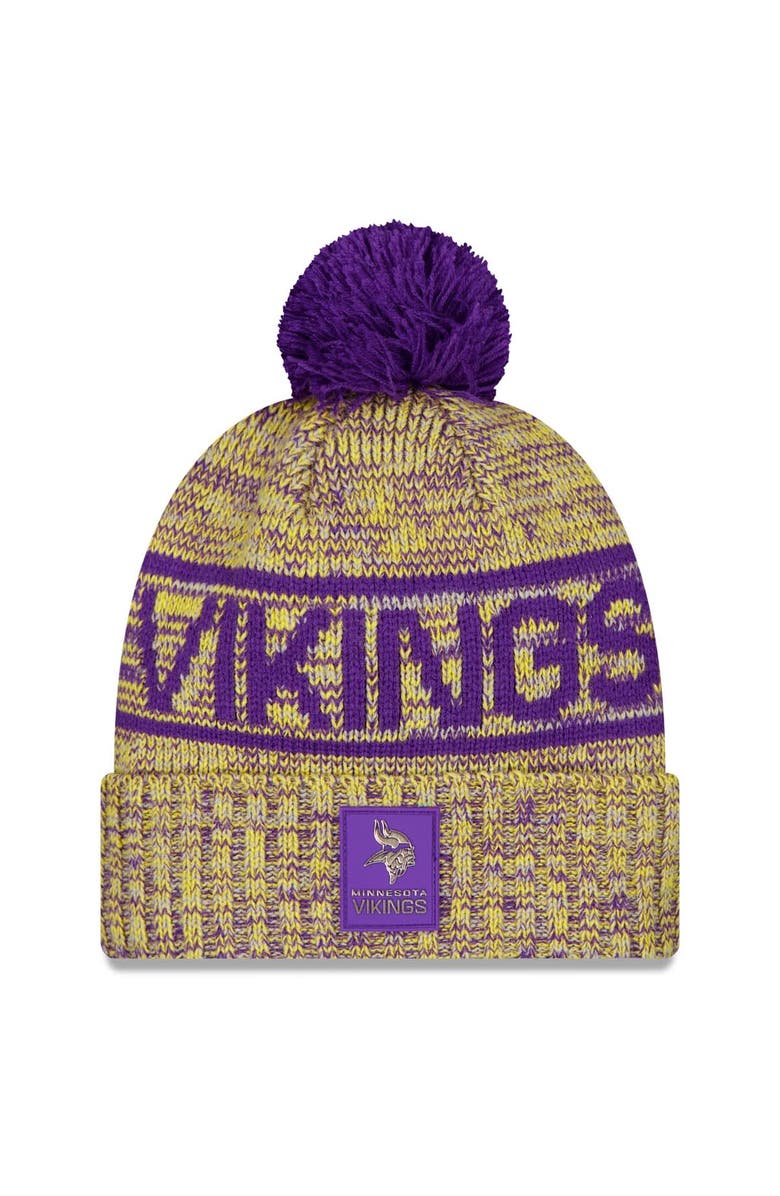 New Era Men's New Era Gold Minnesota Vikings 2025 Sideline Cold Weather Cuffed Knit Hat with Pom, Main, color, Gold