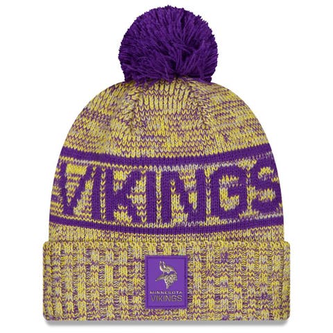 Men's New Era Gold Minnesota Vikings 2025 Sideline Cold Weather Cuffed Knit Hat with Pom