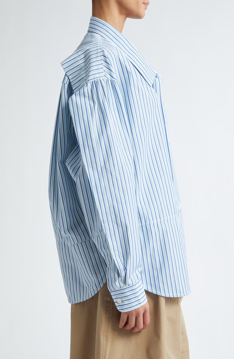 Meryll Rogge Boule Stripe Asymmetric Cotton Button-Up Shirt, Alternate, color, 