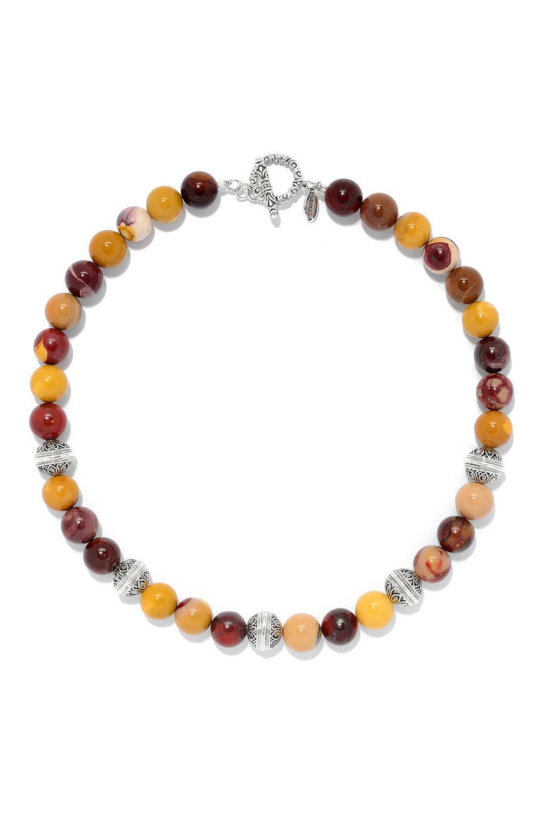 Beaded Stone Necklace, Main, color, BROWN MULTI