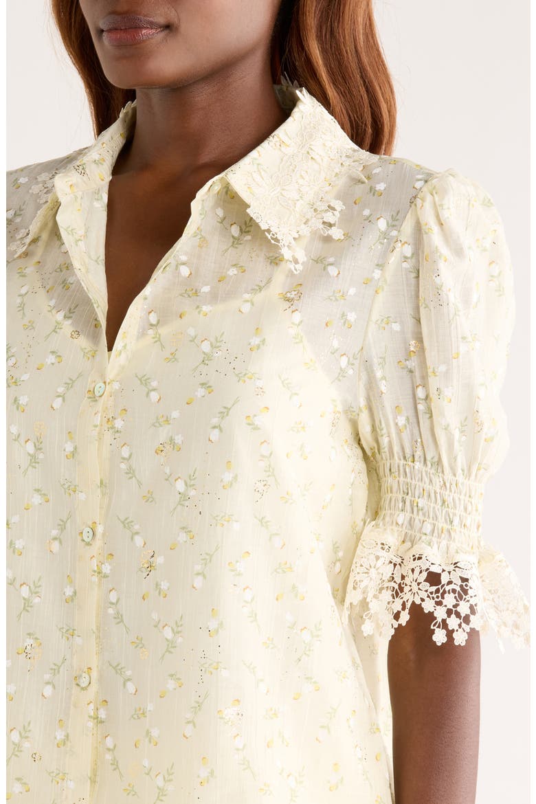 Lace Edge Top, Alternate, color, YELLOW/ SAGE FLORAL