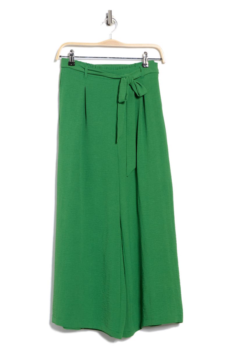 Bobeau Tie Waist Crop Wide Leg Pants, Alternate, color, Bright Green