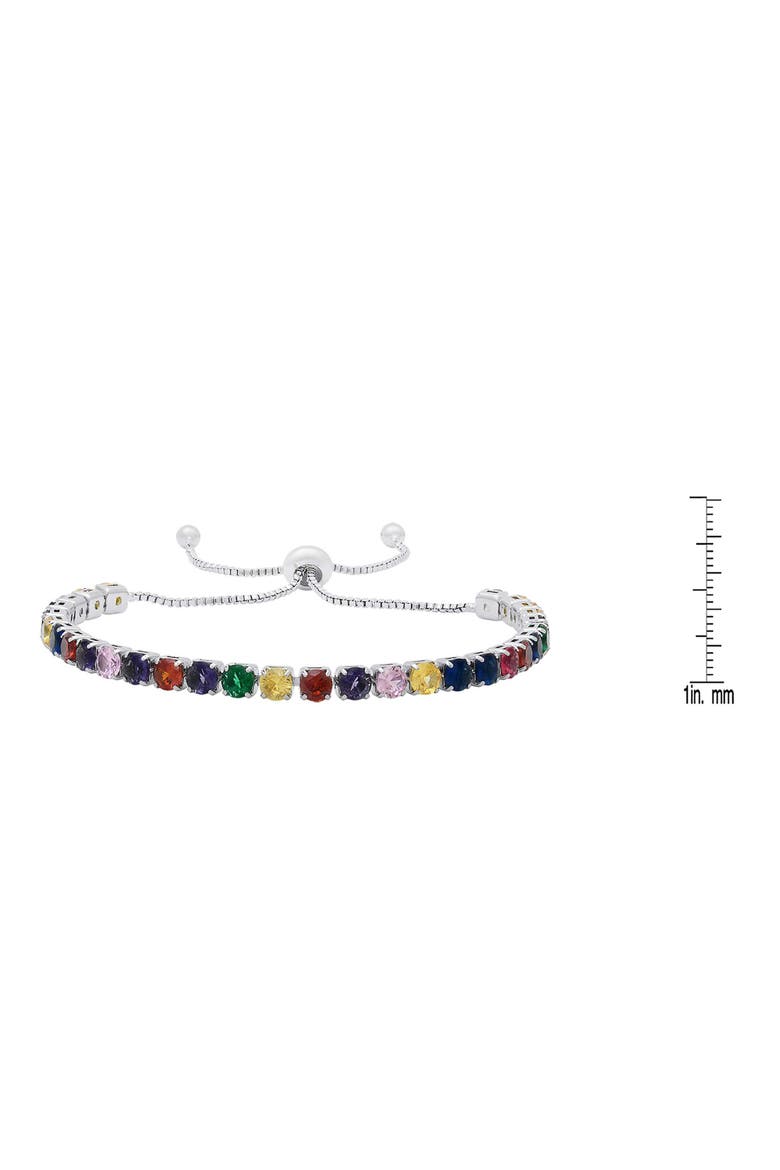 18k White Gold Plated Multicolor Simulated Stone Adjustable Bracelet, Alternate, color, MULTI