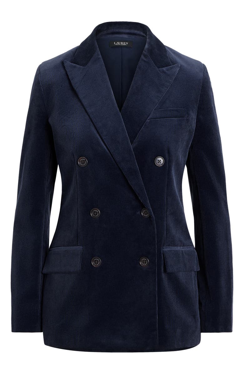 Lauren Ralph Lauren Double Breasted Corduroy Blazer, Main, color, Lauren Navy