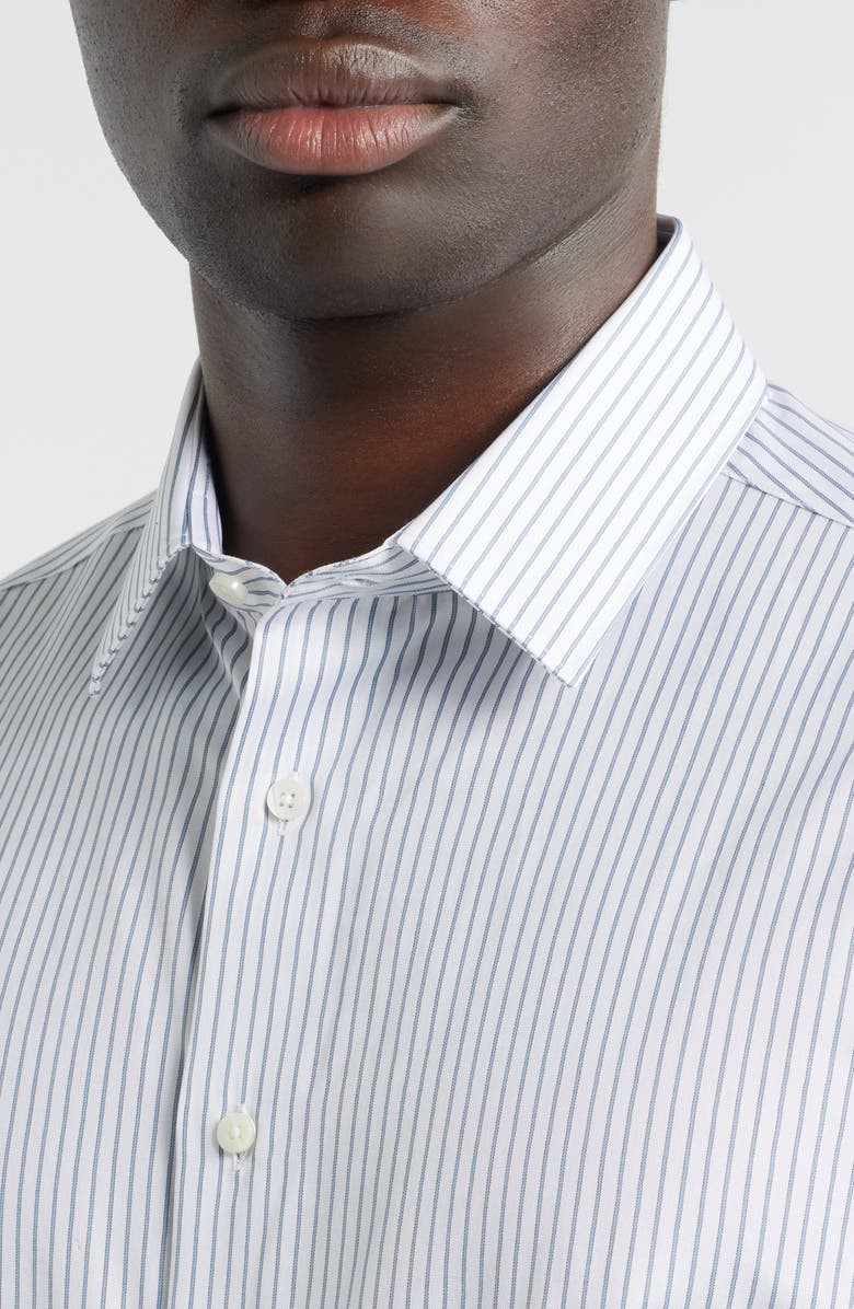 Canali Regular Fit Stripe Non-Iron Cotton Dress Shirt, Alternate, color, Light Green