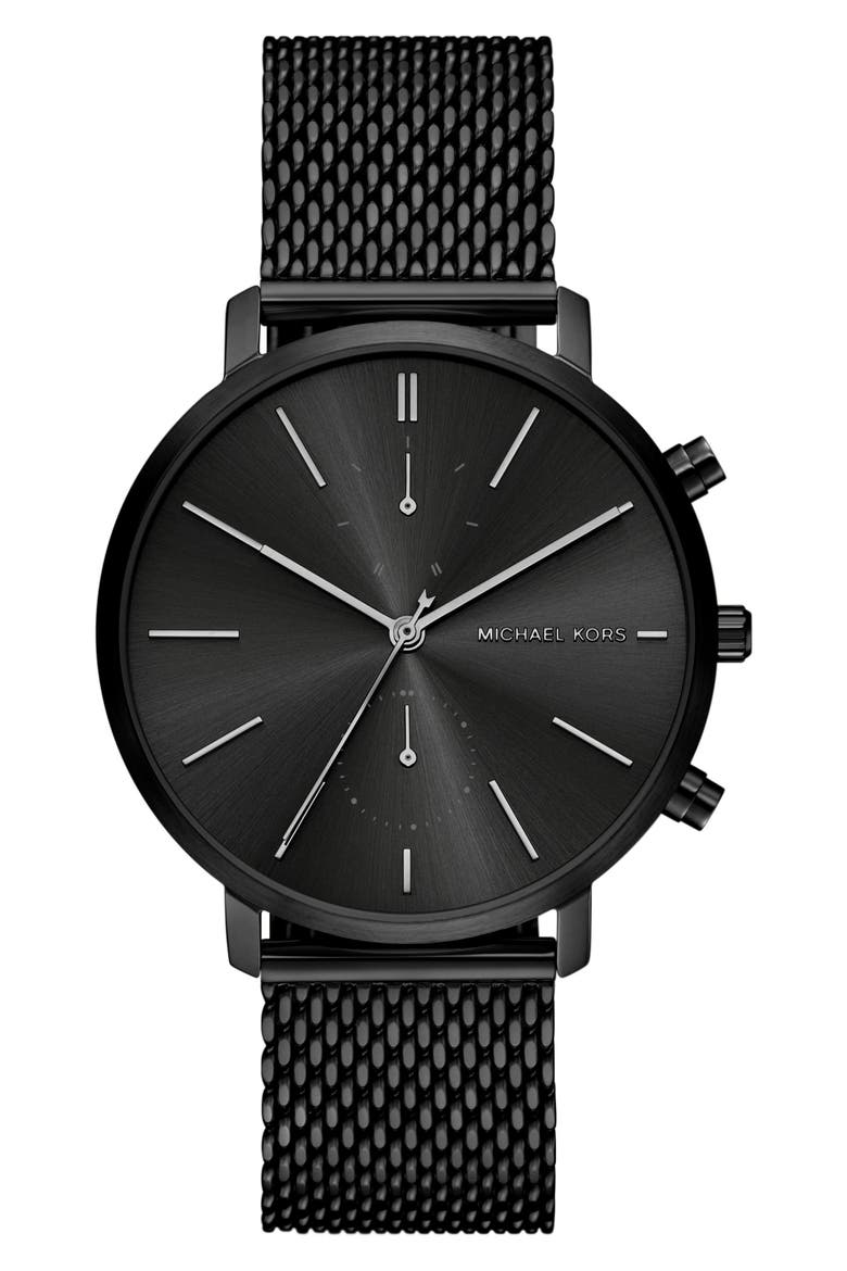 Blake Chronograph Mesh Strap Watch, 42mm, Main, color, BLACK