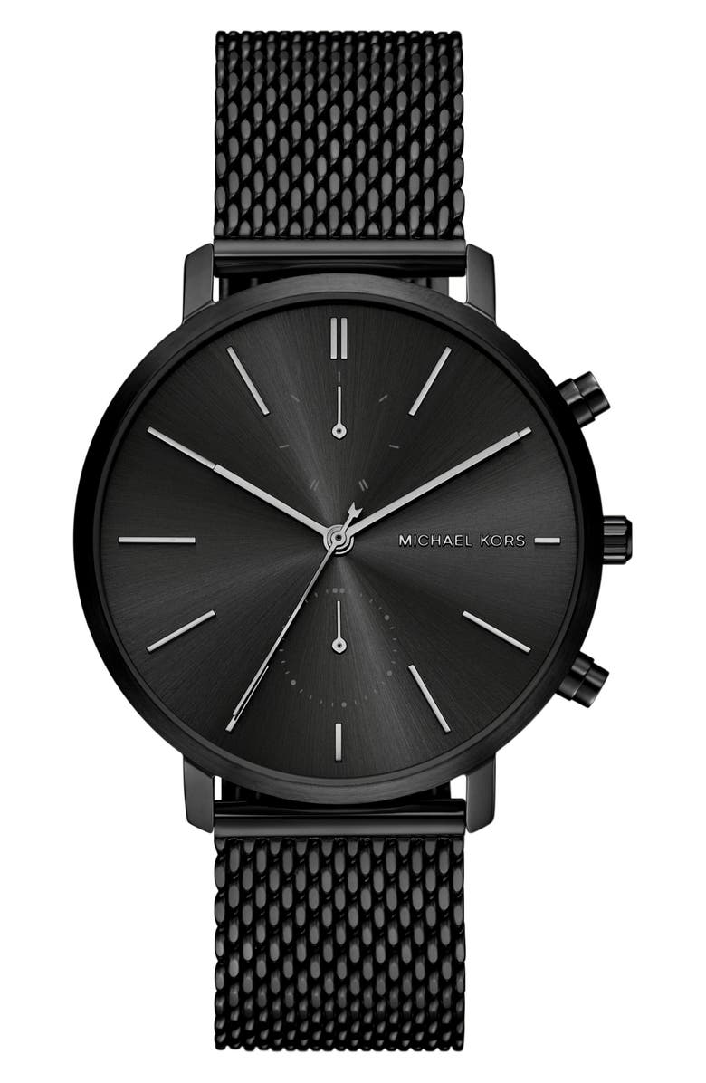 Michael Kors Blake Chronograph Mesh Strap Watch, 42mm, Main, color, Black