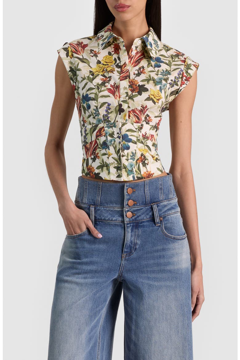 Kim Paneled Corset Top, Main, color, DESERT SPRIGS VANILLA
