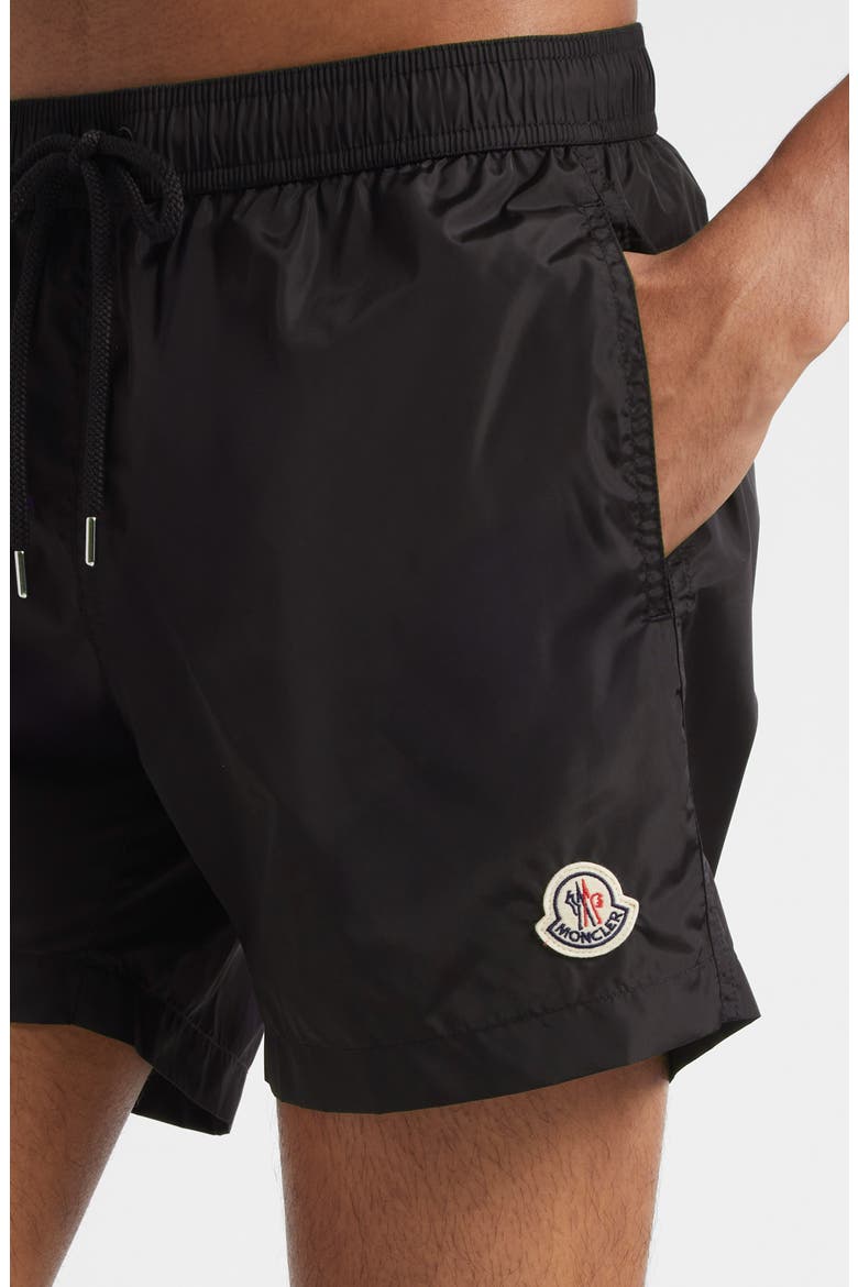 Logo Patch Swim Trunks, Alternate, color, BLACK
