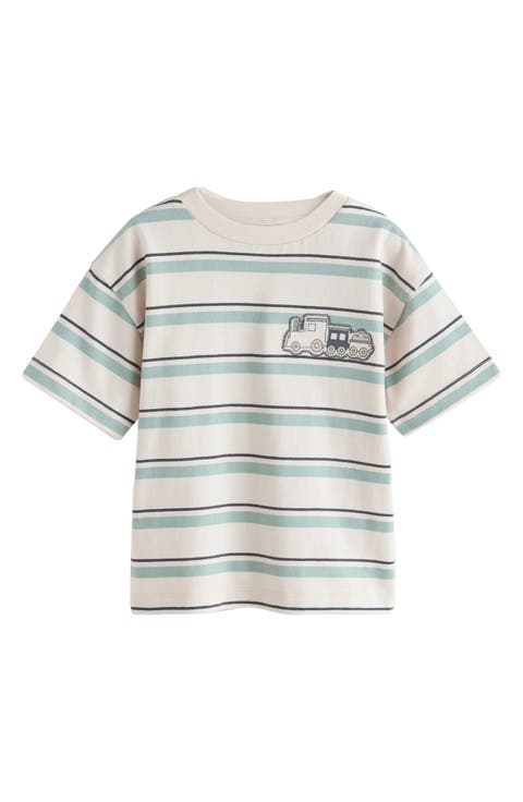 Kids' Train Patch Stripe T-Shirt