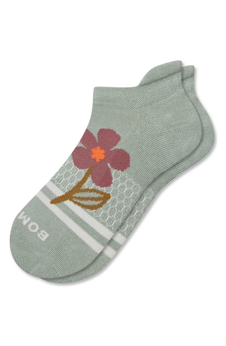 Bombas Floral & Stripes Ankle Socks, Alternate, color, Sage Stone