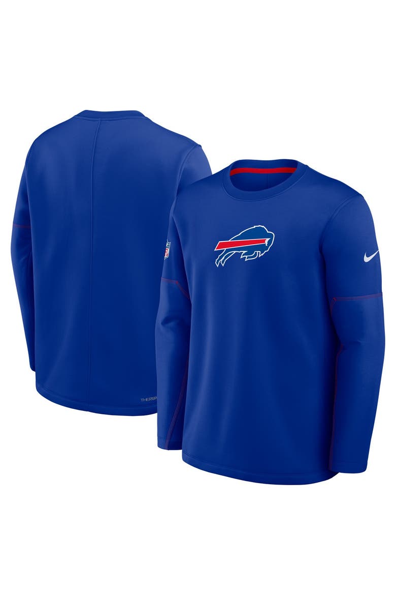 Men's Nike Royal Buffalo Bills Sideline Coaches Team Present Midweight Therma-FIT Sweatshirt, Main, color, Royal
