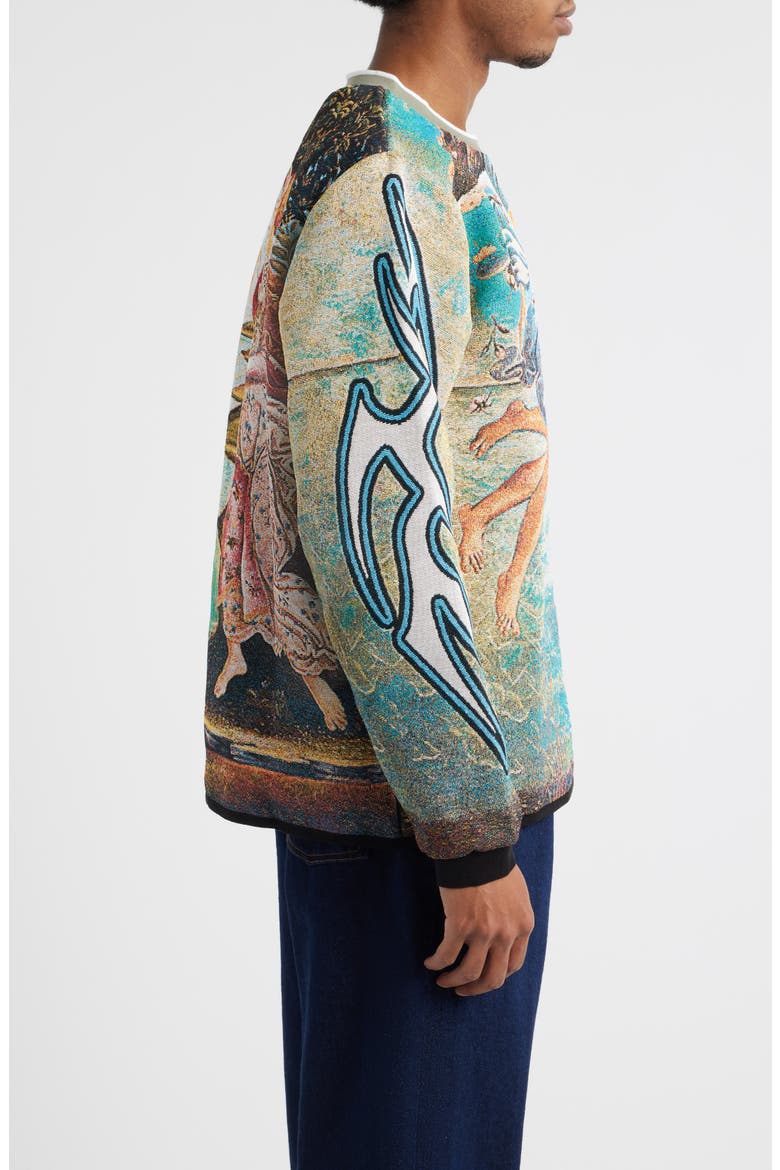 Birth of Venus Jacquard Sweatshirt, Alternate, color, GREEN