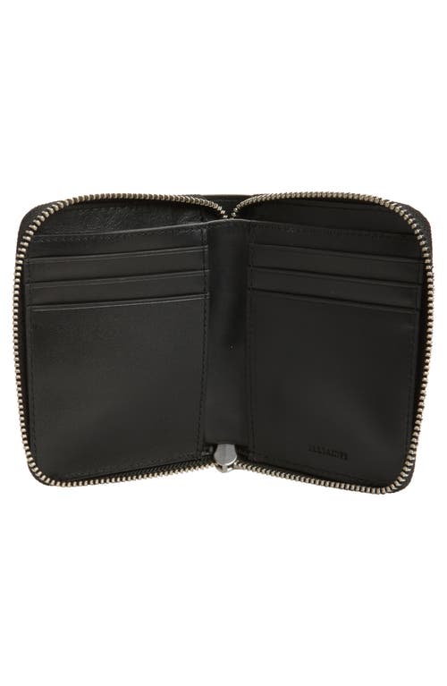 Allsaints Lena Hex Leather Zip Wallet In Blue