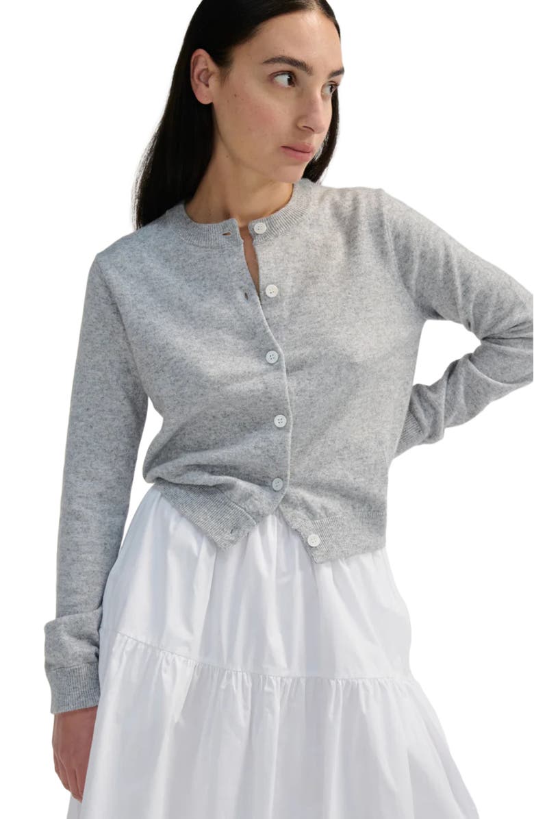 Almina Concept Classic Crew Wool Cardigan, Alternate, color, Light Grey