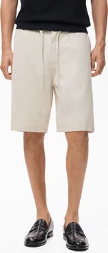 MANGO Drawstring Cotton & Linen Bermuda Shorts
