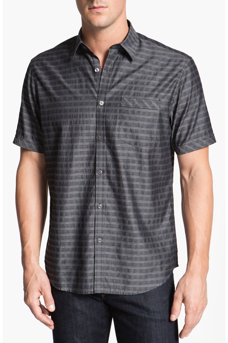 'Choctaw' Short Sleeve Sport Shirt, Main, color, BLACK
