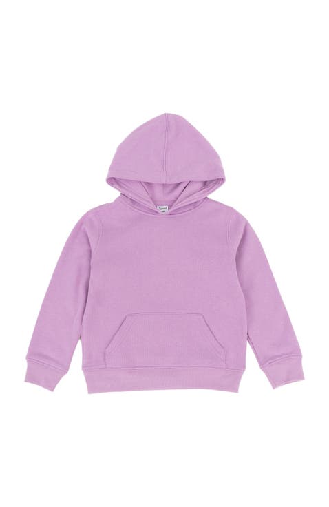 Kids Pullover Hoodie, Cotton Blend, Kangaroo Pocket, Solid Colors