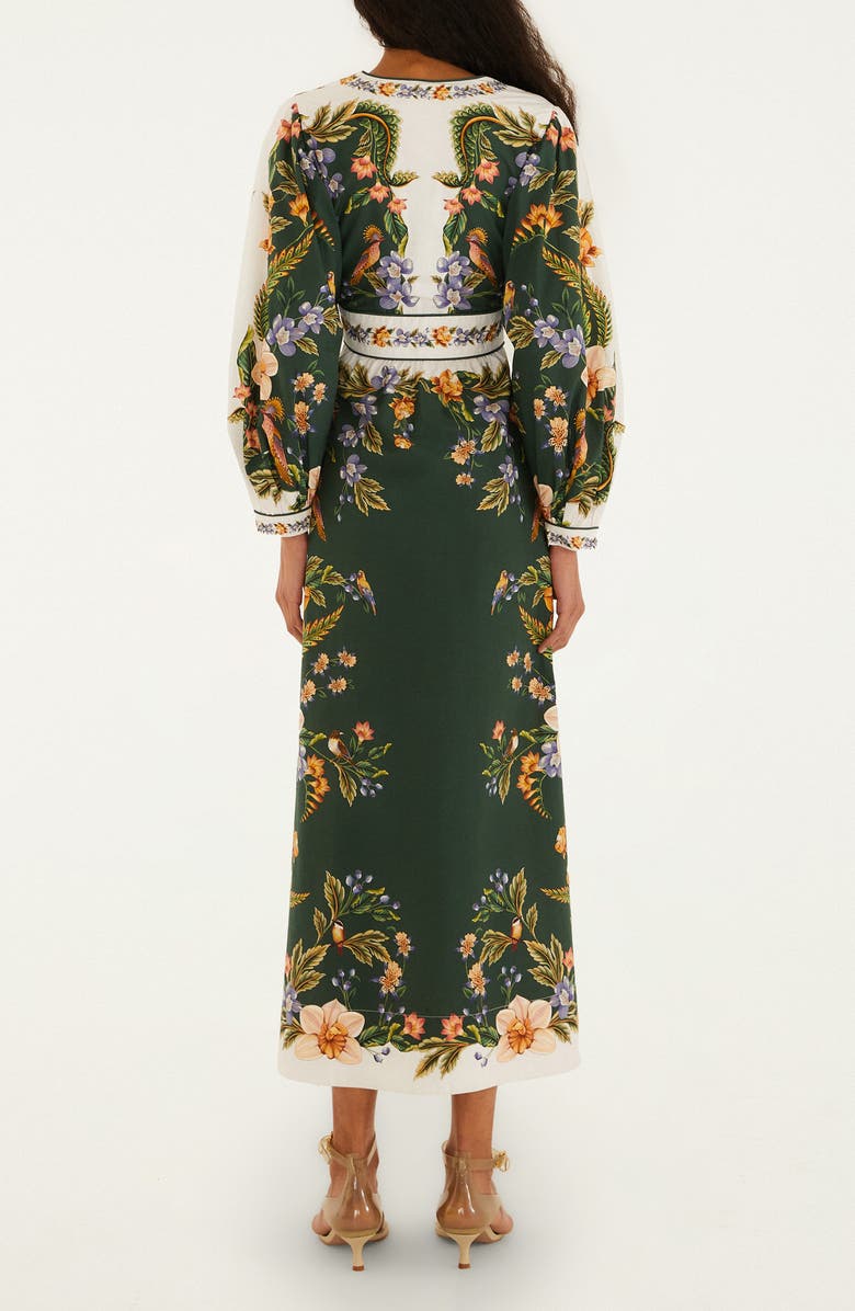 FARM Rio Nature Green Long Sleeve Floral Maxi Dress, Alternate, color, Green