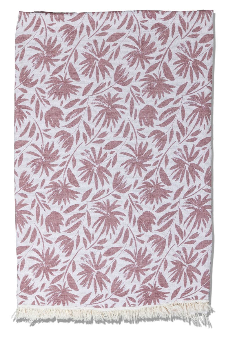 Whimsical Flower Organic Reversible Muslin Blanket, Alternate, color, Burgundy
