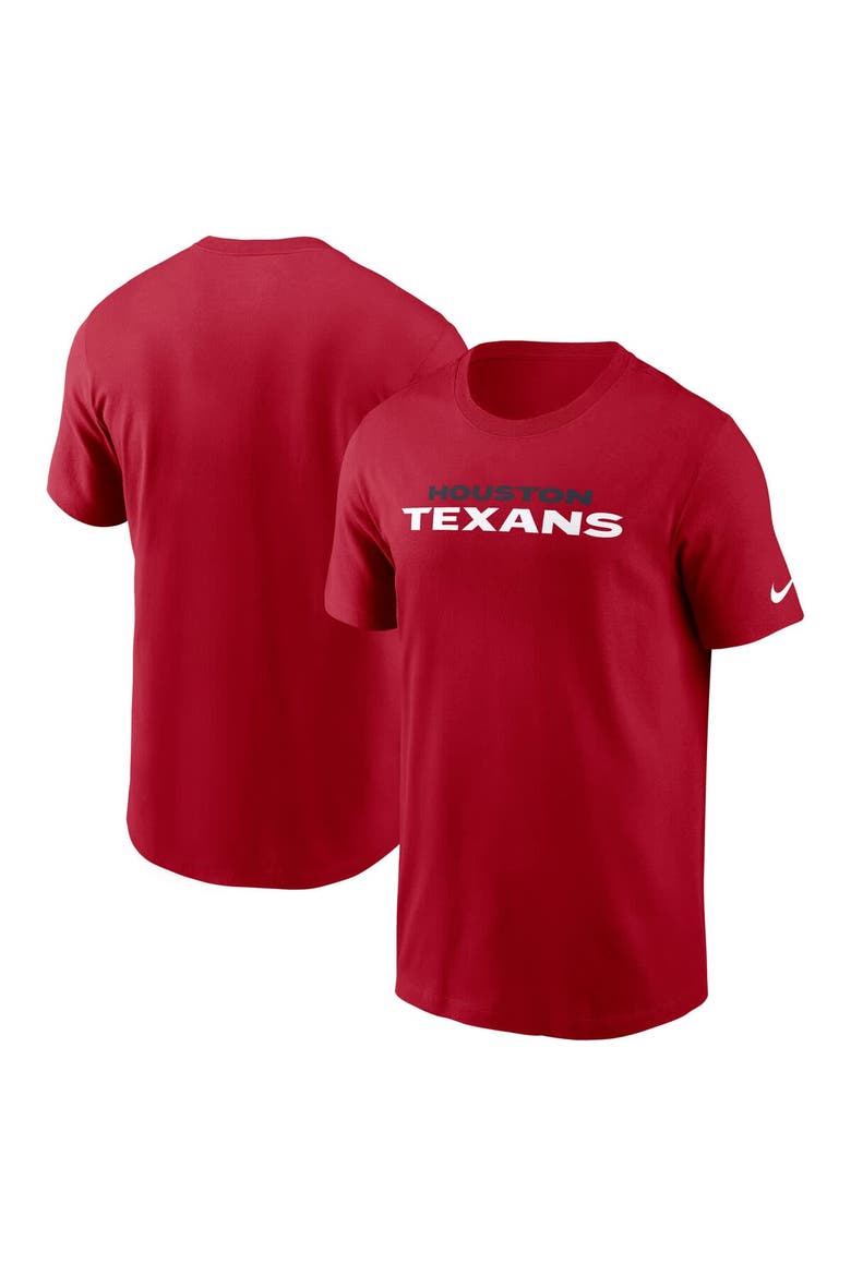 Men's Nike Red Houston Texans Primetime Wordmark Essential T-Shirt, Main, color, Red