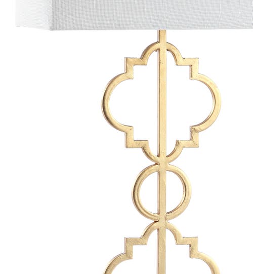 Jonathan Y Selina Iron Ogee Trellis Modern Led Usb Table Lamp In Gold Leaf