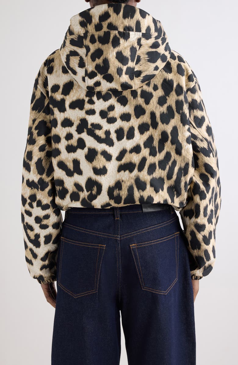Givenchy Water Repellent Leopard Jacquard Hooded Windbreaker, Alternate, color, Beige