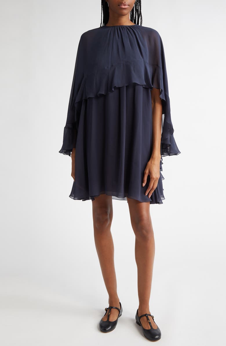 Chloé Organic Silk Cape Dress, Main, color, 
