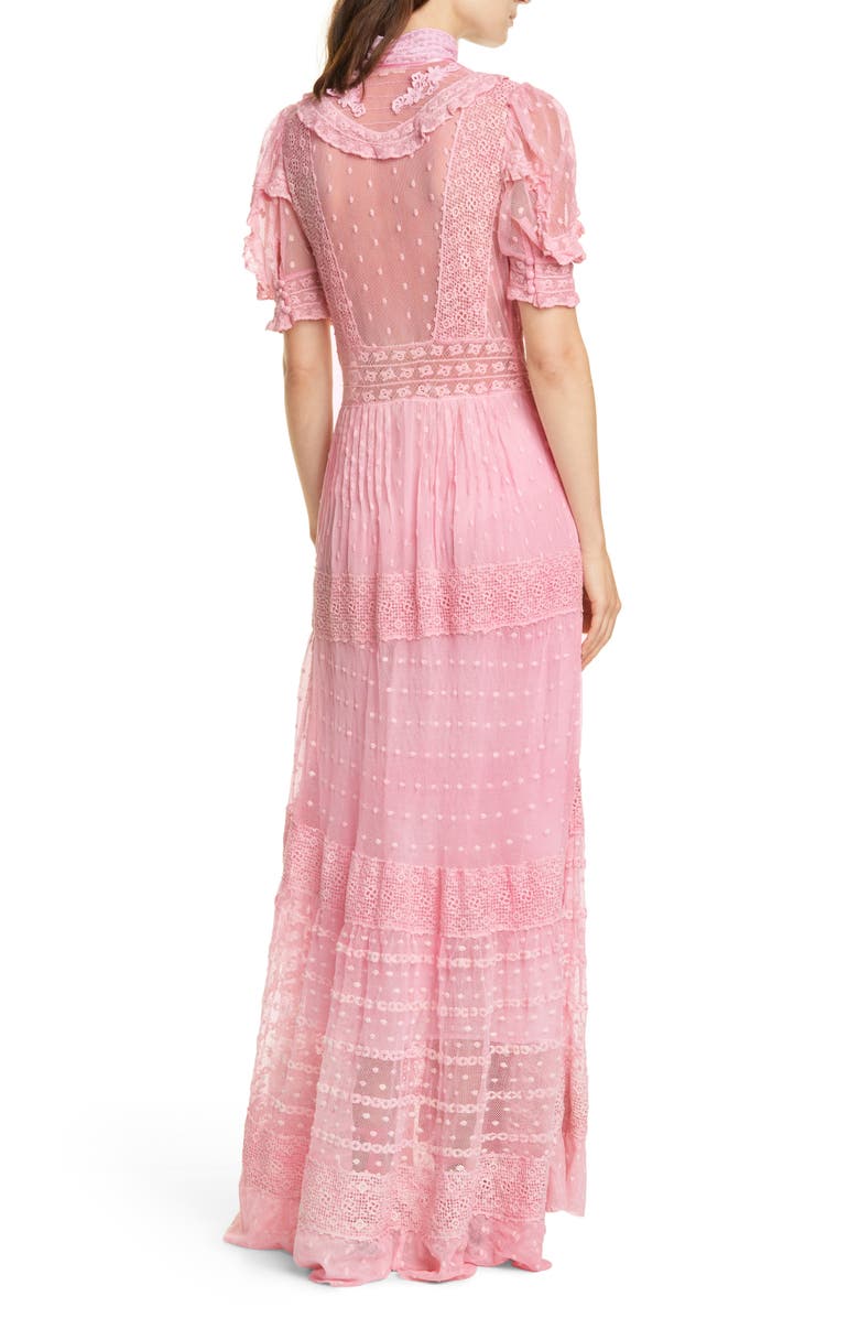 LoveShackFancy Priya Lace & Swiss Dot Maxi Dress, Alternate, color, 