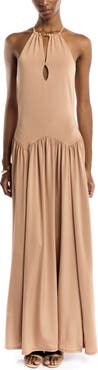 LBLC the label Santorini Halter Slit Maxi Dress